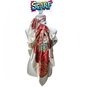 Elegant Red and Cream Scarf for Versatile Styling